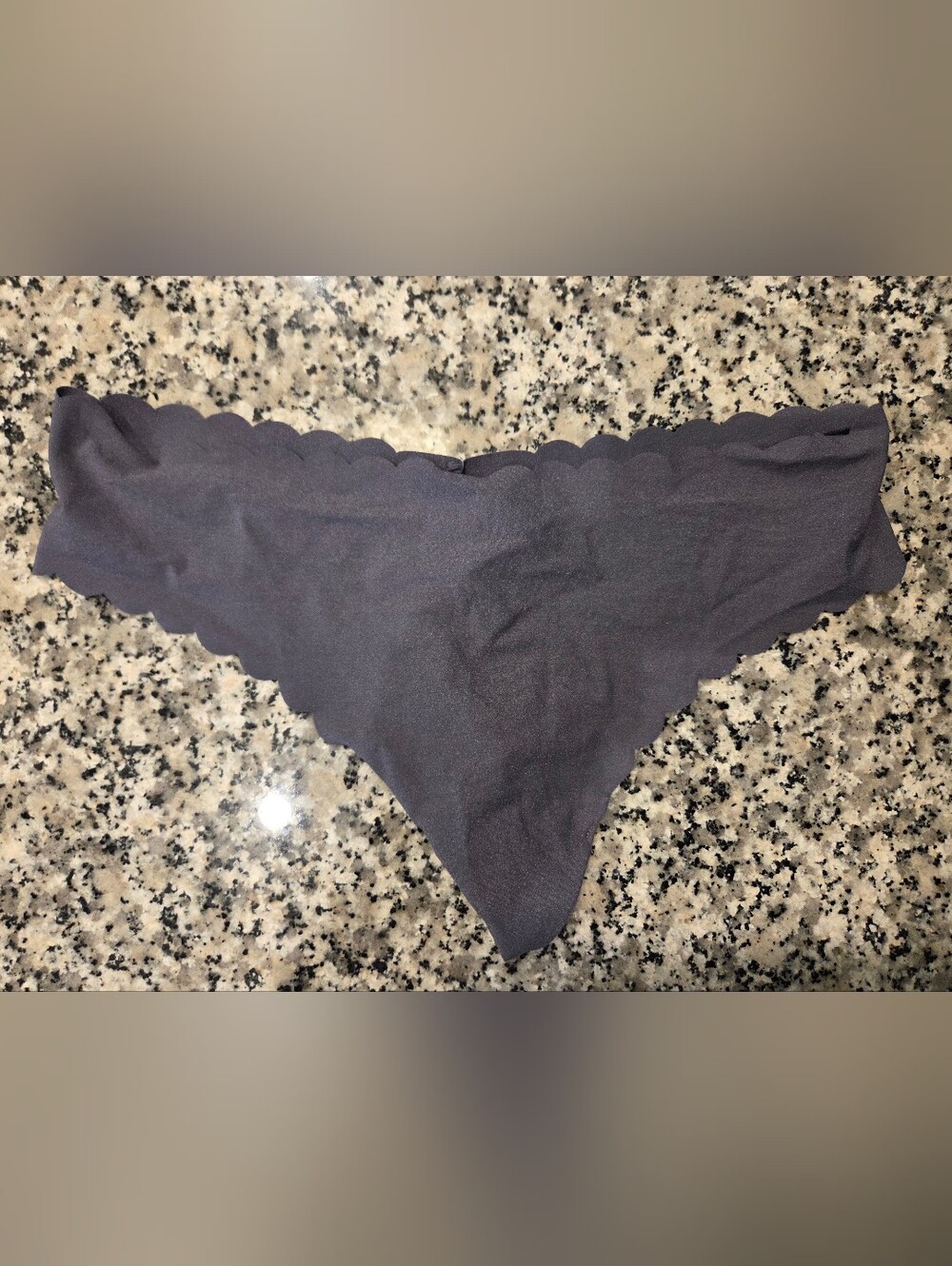 Victoria's Secret Charcoal Gray Scalloped Thong